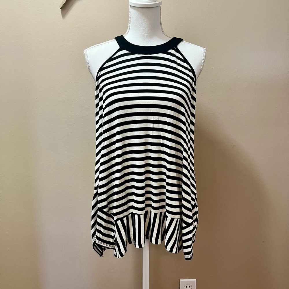 Faith and Joy Black and White Striped Top Size Medium